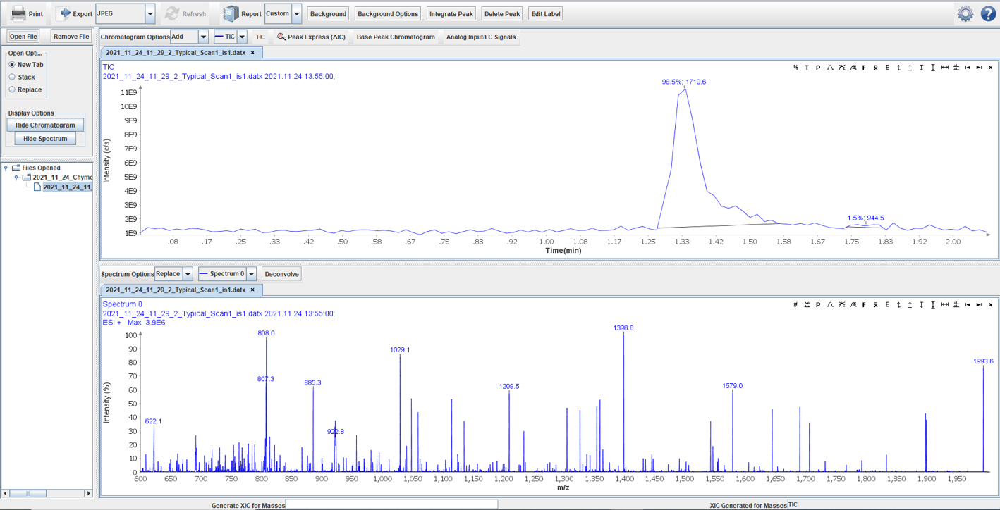 Acquérir le spectre de masse du composé avec le software Advion Data express